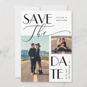 Moderne Hochzeit   Mehrfach-Foto mit fetter Typogr Save The Date