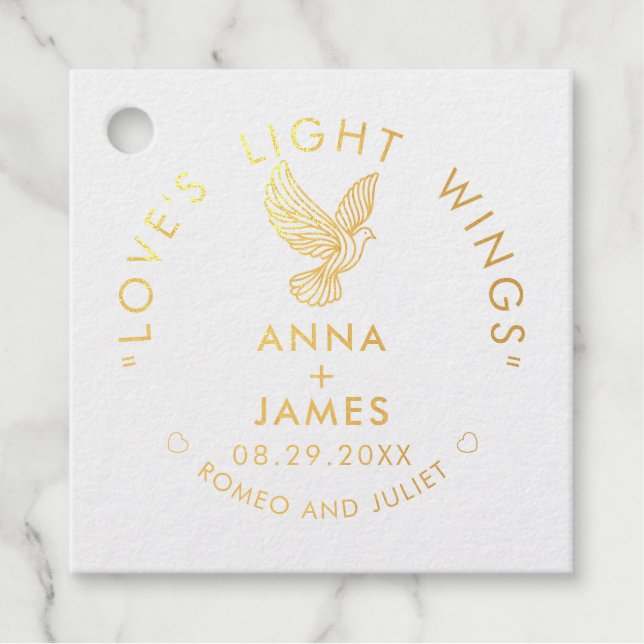 Moderne Hochzeit Minimalistisch Elegante Romeo und Geschenkanhänger (Vorderseite)