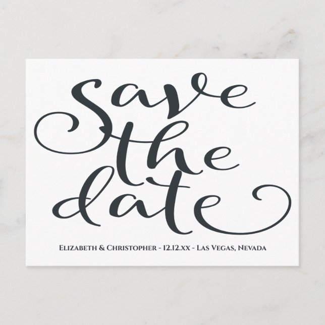 Moderne Hochzeit Minimalistisch Save the Date grau Postkarte (Vorderseite)