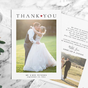 Moderne Hochzeit mit 2 Fotos Dankeskarte