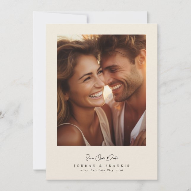 moderne Hochzeit mit 2 Fotos Save The Date (Vorderseite)