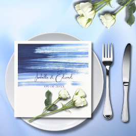 Moderne Hochzeit mit blauem und weißem Wasser Serviette