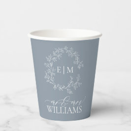 Moderne Hochzeit mit blauem Wappen Pappbecher