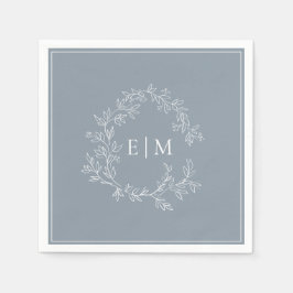 Moderne Hochzeit mit blauem Wappen Serviette