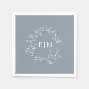 Moderne Hochzeit mit blauem Wappen Serviette