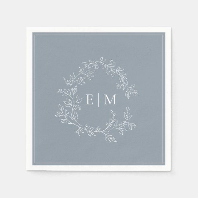 Moderne Hochzeit mit blauem Wappen Serviette (Vorderseite)