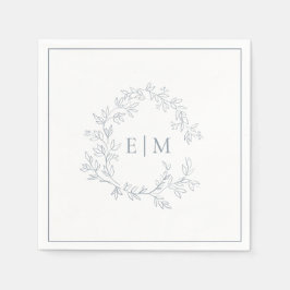 Moderne Hochzeit mit blauem Wappen Serviette