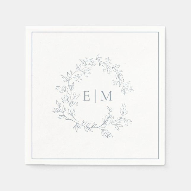 Moderne Hochzeit mit blauem Wappen Serviette (Vorderseite)