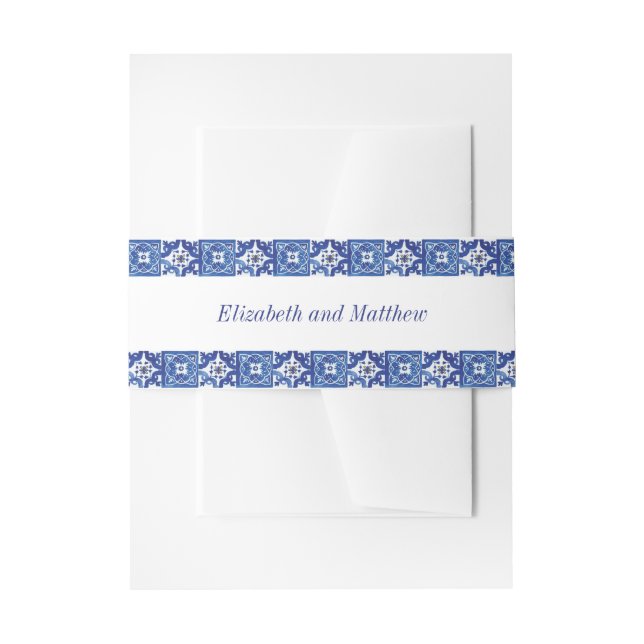 Moderne Hochzeit mit blauem weißem Mittelmeer Einladungsbanderole (Vorderseite Beispiel)