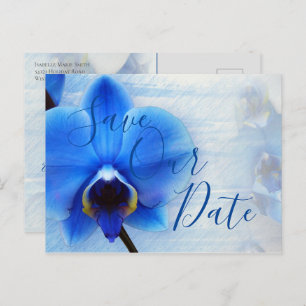 Moderne Hochzeit mit Blauer Orchidee Postkarte