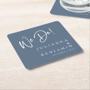 Moderne Hochzeit mit edlem, individuellem Schiefer Rechteckiger Pappuntersetzer