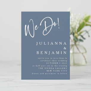 Moderne Hochzeit mit edlem Slate Blue Einladung