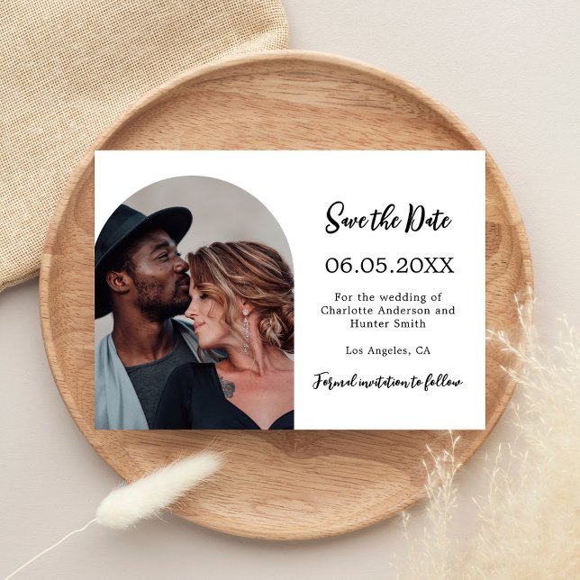 Moderne Hochzeit mit einfachem Foto Save The Date (Von Creator hochgeladen)