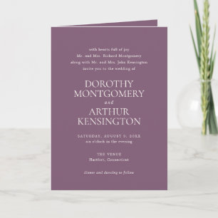Moderne Hochzeit mit elegantem violetten QR-Code Einladung