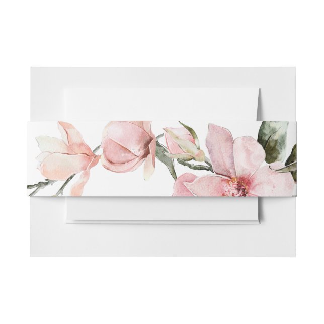Moderne Hochzeit mit Flora Magnolia Einladungsbanderole (Vorderseite Beispiel)