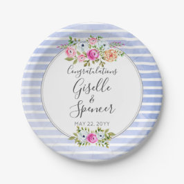 Moderne Hochzeit mit floralen Wasserfarben Pappteller