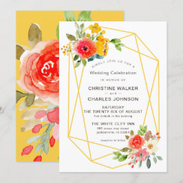 Moderne Hochzeit mit goldener Geometrie Einladung