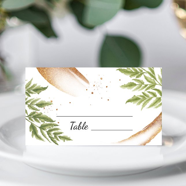 Moderne Hochzeit mit Grün und Gold Platzkarte (Von Creator hochgeladen)