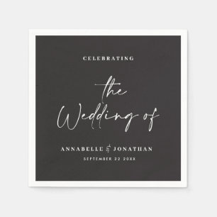 Moderne Hochzeit mit lässiger Schrift Serviette