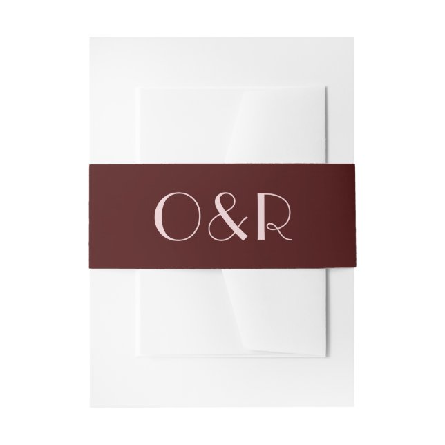 Moderne Hochzeit mit Maroon und blassrosa Einladungsbanderole (Vorderseite Beispiel)