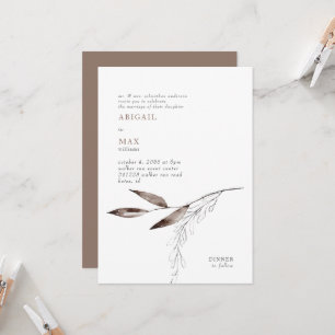 Moderne Hochzeit mit Milchschokoladen-Laubwerk Einladung