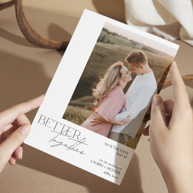 Moderne Hochzeit mit Minimalistischem Foto Save The Date (Von Creator hochgeladen)