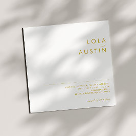 Moderne Hochzeit mit Minimalistischem Gold Schrift Einladung