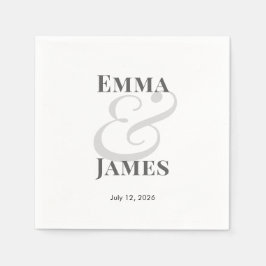Moderne Hochzeit mit Namen | Date Cocktail Serviette