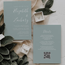 Moderne Hochzeit mit QR-Code in Sea Glass Grün