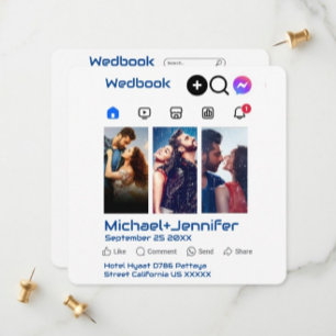 Moderne Hochzeit mit Social Media-Themen-Foto-QR-C Save The Date
