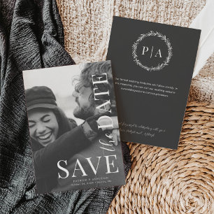Moderne Hochzeit mit vollem Foto retten das Datum Save The Date