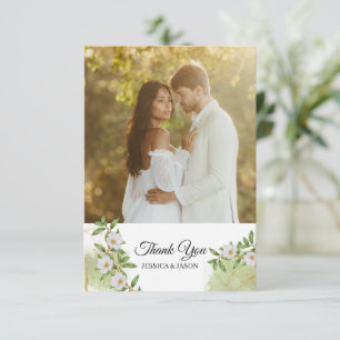 Moderne Hochzeit mit weißem und grünem Wasser Dankeskarte