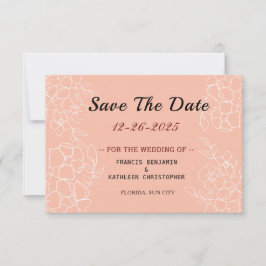 Moderne Hochzeit mit weißer Blüte aus Korallen Save The Date