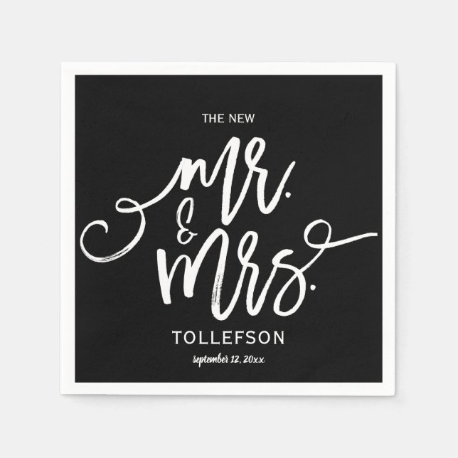 Moderne Hochzeit Napkins | Pinseltypografie (schwa Serviette (Vorderseite)
