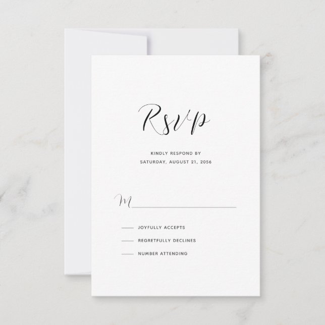 Moderne Hochzeit RSVP Karte (Vorderseite)