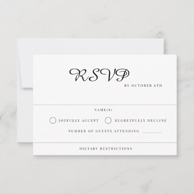 Moderne Hochzeit RSVP Karte (Vorderseite)
