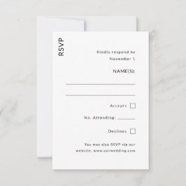 Moderne Hochzeit RSVP Karte