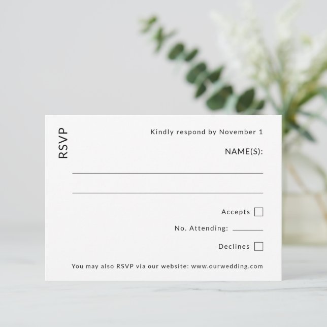 Moderne Hochzeit RSVP Karte (Stehend Vorderseite)