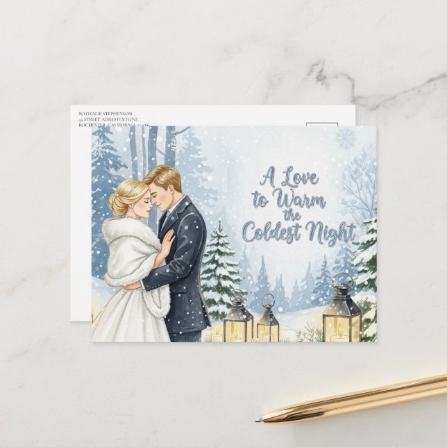 Moderne Hochzeit Sichern Das Datum Postkarte (Vorderseite/Rückseite Beispiel)