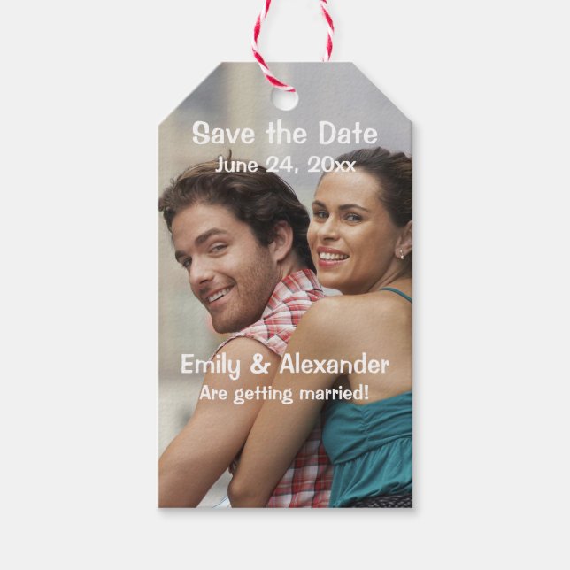 Moderne Hochzeit Speichern Sie die Vorlage für das Geschenkanhänger (Vorderseite)