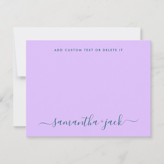 Moderne Hochzeit Stilvolle Schrift Elegant Minimal Mitteilungskarte (Vorderseite)