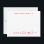 Moderne Hochzeit Stilvolle Schrift Elegant Minimal Mitteilungskarte<br><div class="desc">Moderne Hochzeit stilvolle Schrift elegant minimalistisch Notizkarte in roter und weißer Typo mit Familiennamen des Paares in handgeschriebener Kalligrafie und personalisiertem Text in klassischer sans serif-Schrift. Perfekt für RSPV- und Hochzeitseinladungen.</div>