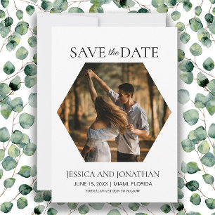 Moderne Hochzeit - Termin merken Sechseck-Foto Save The Date