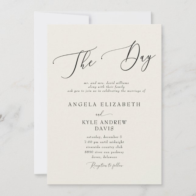 Moderne Hochzeit The Day Beige Elegant & Modern II Einladung (Vorderseite)