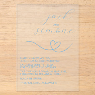 Moderne Hochzeit Trendy Invites Babyblau Acryleinladungen