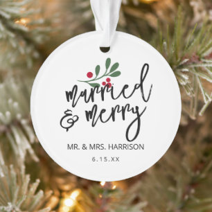 Moderne Hochzeit und Fröhliche Foto Ornament