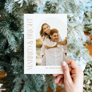 Moderne Hochzeit und helle Urlaubsbogen-Postkarte Einladung