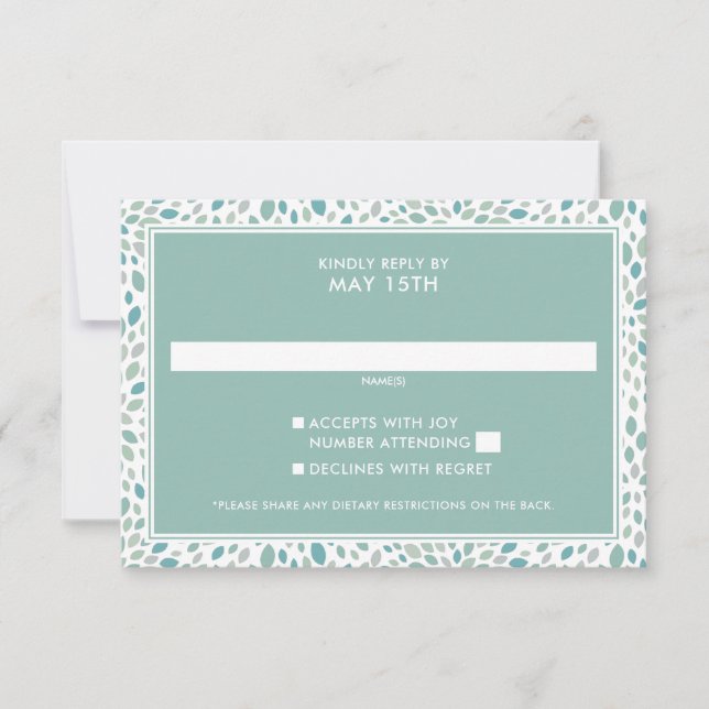 Moderne Hochzeit von Abstrakten Blumen am grünen M RSVP Karte (Vorderseite)
