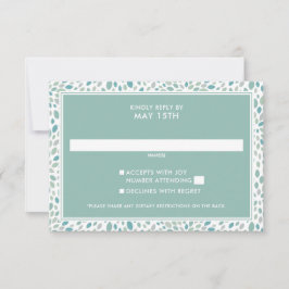 Moderne Hochzeit von Abstrakten Blumen am grünen M RSVP Karte