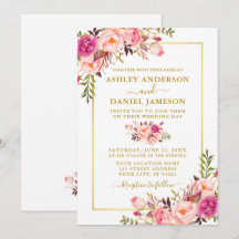 Moderne Hochzeit von Aquarellfarben Rosa Blush Flo